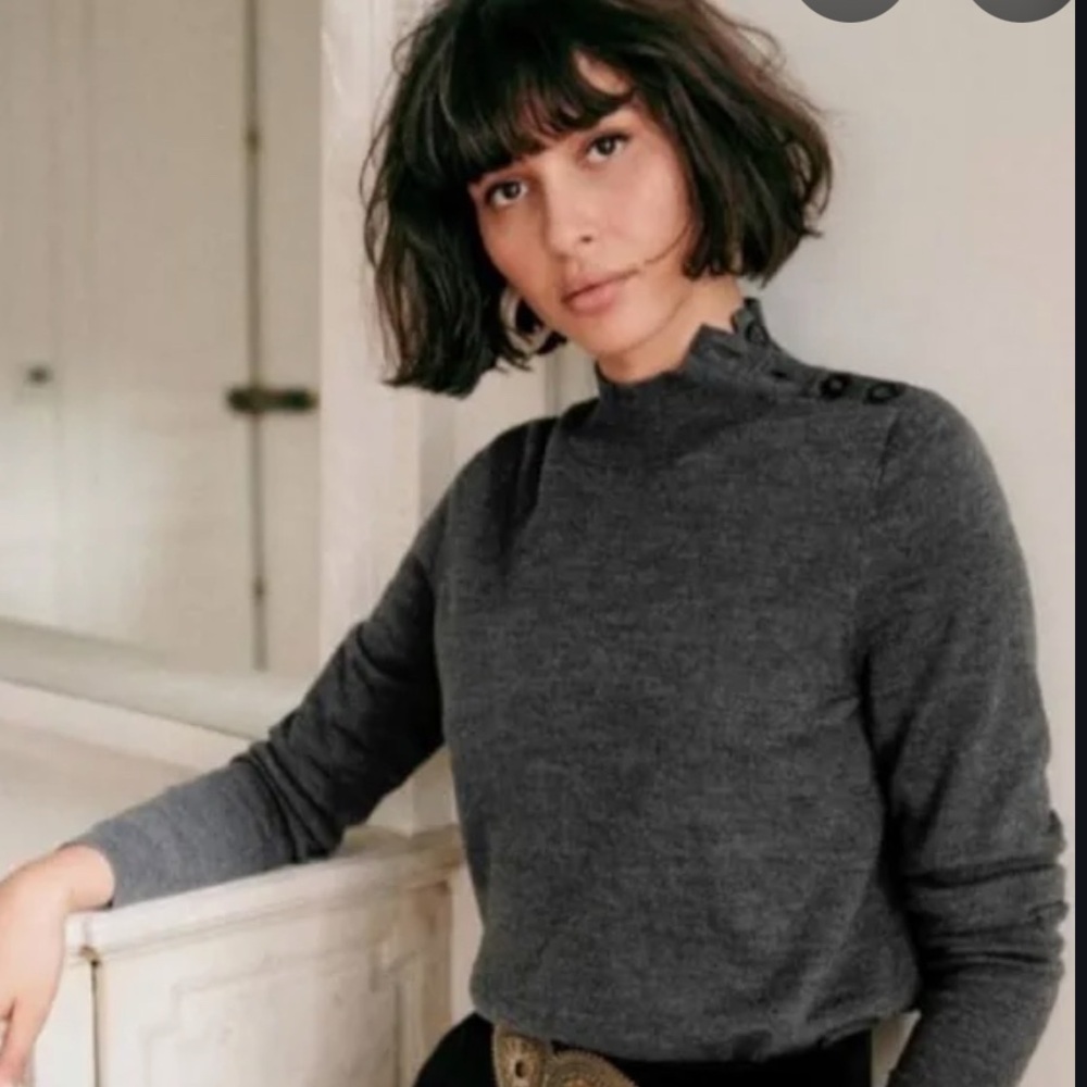 Sézane Jacob Jumper S Button Mock Neck